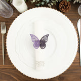 12 Pack | Purple Shimmery Laser Cut Butterfly Paper Chair Sash Bows