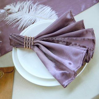 Add Elegance to Your Table with Violet Amethyst Seamless Satin Cloth Dinner Napkins