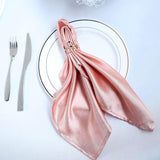 5 Pack | Dusty Rose Seamless Satin Cloth Dinner Napkins, Wrinkle Resistant