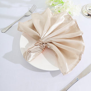 Beige Seamless Satin Cloth Dinner Napkins - Elevate Your Table Setting