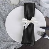 5 Pack | Black Seamless Satin Cloth Dinner Napkins, Wrinkle Resistant