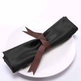 5 Pack | Black Seamless Satin Cloth Dinner Napkins, Wrinkle Resistant