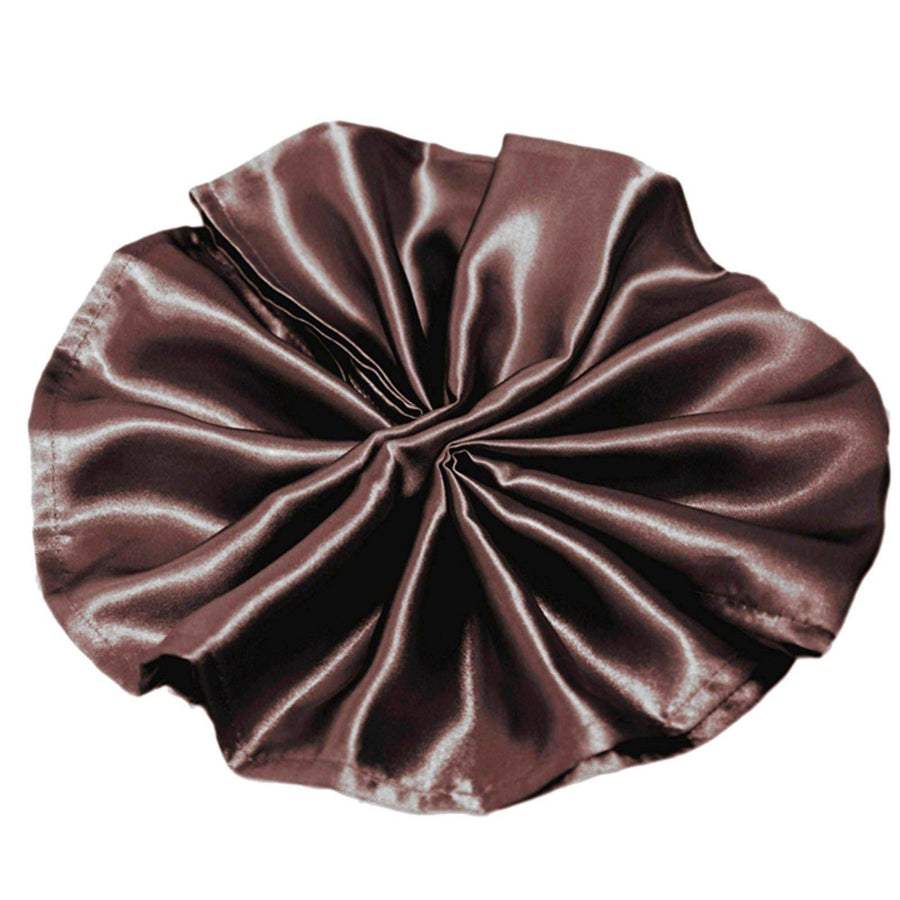 5 Pack | Chocolate Seamless Satin Cloth Dinner Napkins, Wrinkle Resistant