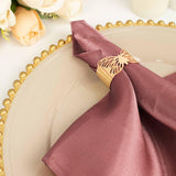 5 Pack | Cinnamon Rose Seamless Satin Cloth Dinner Napkins, Wrinkle Resistant