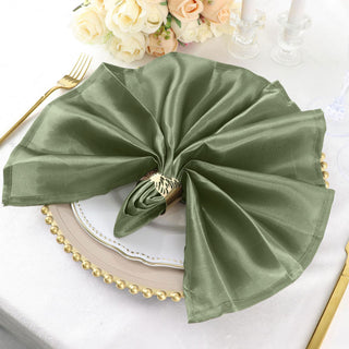 Elevate Your Table Decor with Dusty Sage Green Seamless Satin Cloth Dinner Napkins
