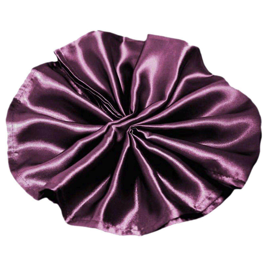 5 Pack 20"x 20" Eggplant Satin Dinner Napkins