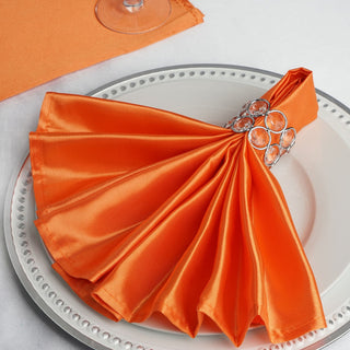 Add a Touch of Elegance to Your Table with Orange Satin Dinner Napkins