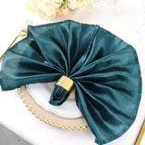 Elevate Your Tables with Peacock Teal Seamless Satin Cloth Dinner Napkins