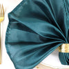 5 Pack | Peacock Teal Seamless Satin Cloth Dinner Napkins, Wrinkle Resistant