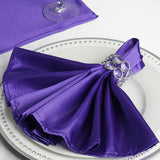 5 Pack | Purple Seamless Satin Cloth Dinner Napkins, Wrinkle Resistant