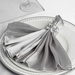 Elevate Your Table Setting with Silver Satin Dinner Napkins