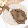 5 Pack | Taupe Seamless Satin Cloth Dinner Napkins, Wrinkle Resistant