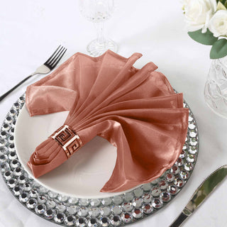 Terracotta (Rust) Seamless Satin Cloth Dinner Napkins - Add Elegance to Your Table