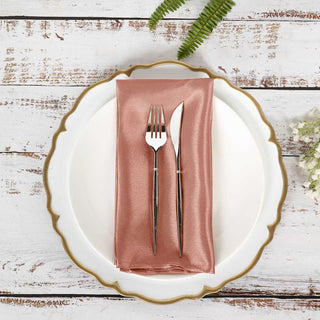 Terracotta (Rust) Seamless Satin Cloth Dinner Napkins - The Perfect Table Decor