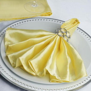 Yellow Seamless Satin Cloth Dinner Napkins