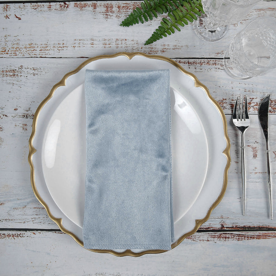 5 Pack | Dusty Blue Premium Sheen Finish Velvet Cloth Dinner Napkins