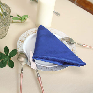 Create Unforgettable Moments with Royal Blue Velvet Cloth Dinner Napkins