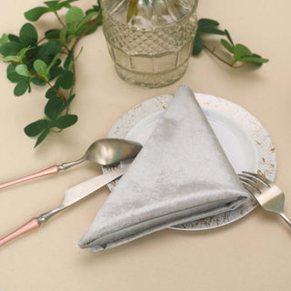 Elevate Your Event with Silver Velvet Dinner Napkins