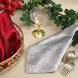 5 Pack | Silver Premium Sheen Finish Velvet Cloth Dinner Napkins