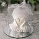 3" White Heart Candle and Swan Candle Holder Set Party Favors and Clear Favor Gift Box with Organza 