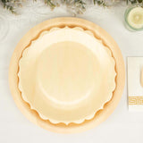 12 Pack | 9inch Natural Birch Wood Scalloped Biodegradable Dinner Plates