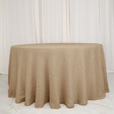 108 inch Natural Jute Faux Burlap Round Tablecloth | Boho Chic Table Linen