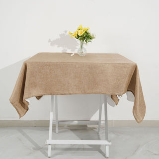 Flaunt Rustic Elegance with our Faux Burlap Tablecloth