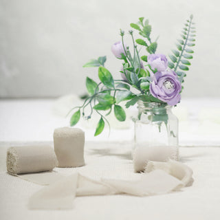 Natural Silk-Like Chiffon Linen Ribbon Roll for Bouquets - Add Elegance to Your Decor