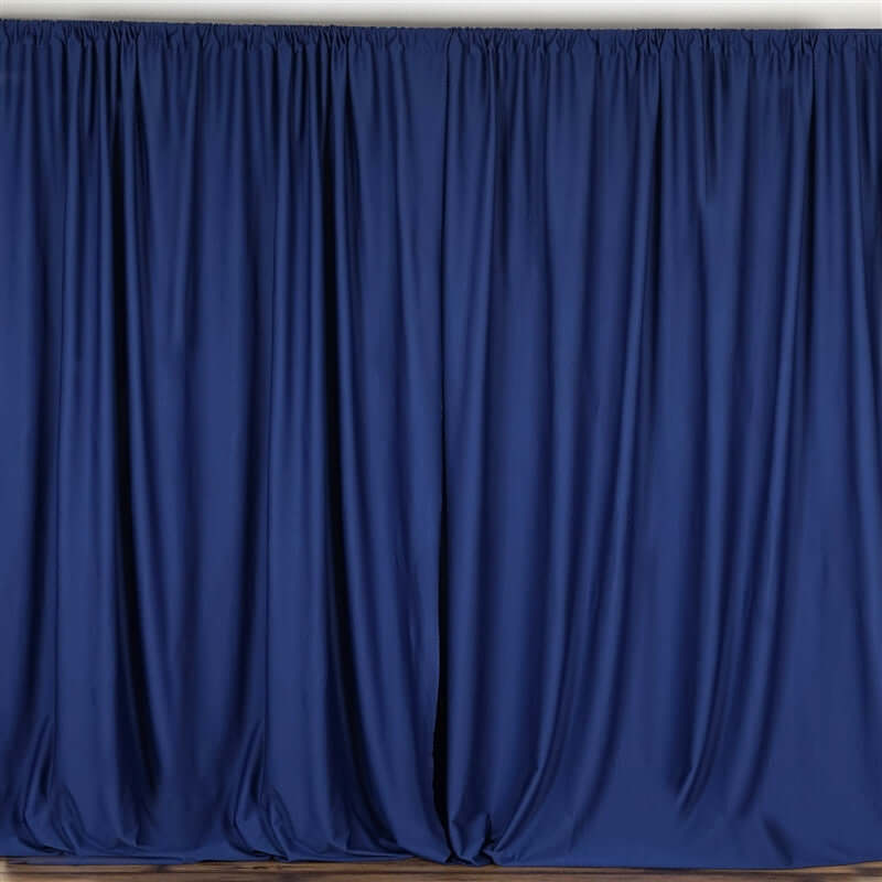 Navy Blue Scuba Polyester Curtain Panel Durable Flame Resistant Backdrops Wrinkle#whtbkgd