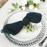 5 Pack | Navy Blue Gauze Cheesecloth Boho Dinner Napkins | 24x19Inch