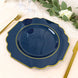 11inch Navy Blue Plastic Dinner Plates, Disposable Tableware, Baroque Heavy Duty Plates Gold Rim