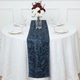 12x108inch Navy Blue 3D Leaf Petal Taffeta Fabric Table Runner