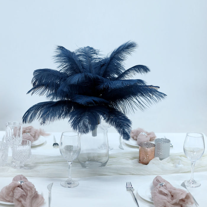 12 Pack | 13-15inch Navy Blue Natural Plume Real Ostrich Feathers, DIY Centerpiece Fillers