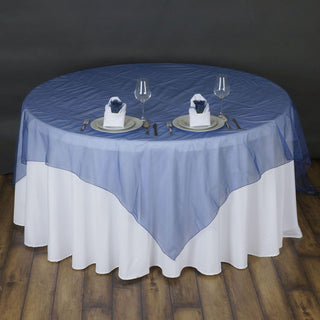 Elevate Your Event Decor with the Navy Blue Organza Table Overlay