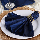 5 Pack | Navy Blue Pintuck Satin Cloth Dinner Napkins, Wrinkle Resistant | 17inchx17inch