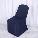 Elevate Your Event with Navy Blue Polyester Banquet Chair Covers