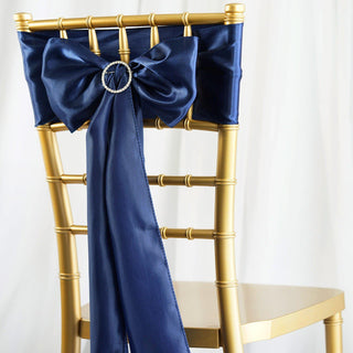 Add Elegance to Your Event with Navy Blue Satin Chair Sashes