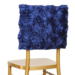 Elevate Your Event Decor with Navy Blue Satin Rosette Chair Caps