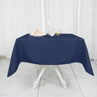 Elevate Your Event with the Navy Blue Seamless Premium Polyester Square Tablecloth