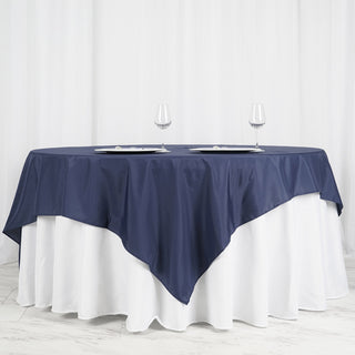 Create a Chic and Stylish Table Setting with the Navy Blue Seamless Square Polyester Table Overlay