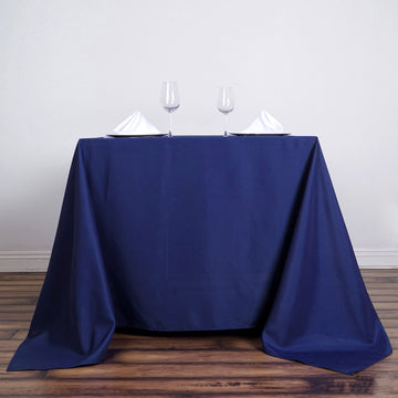 90"x90" Navy Blue Seamless Square Polyester Tablecloth