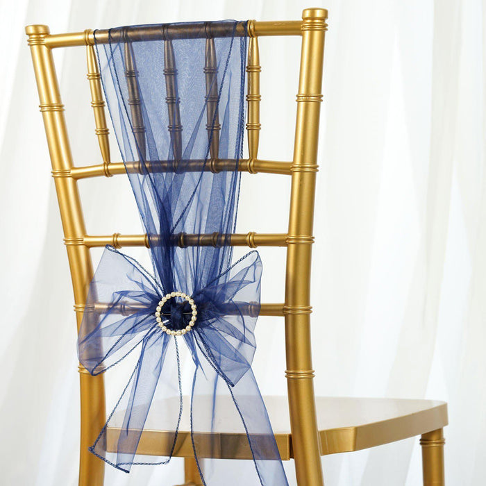 5pc x Chair Sash Organza - Navy Blue