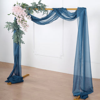 Add Elegance to Your Event with the 18ft Navy Blue Sheer Organza Wedding Arch Drapery Fabric