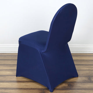 Elevate Your Event with the Navy Blue Spandex Stretch Fitted Banquet Chair Cover