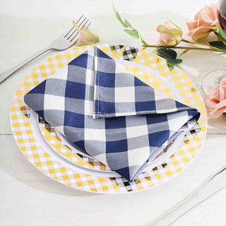 Navy Blue/White Buffalo Plaid Cloth Dinner Napkins - Classic and Stylish Table Decor