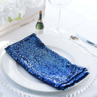 Transform Your Table with Navy Premium Sequin Cloth Dinner Napkin