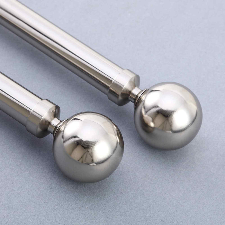 42-126inch Nickel Finished Adjustable Curtain Rod Set, Silver, Round Finials