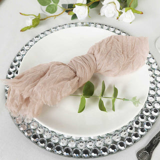 Elevate Your Table Setting with Nude Beige Gauze Cheesecloth Boho Dinner Napkins