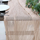 10ft Nude Beige Gauze Cheesecloth Boho Table Runner