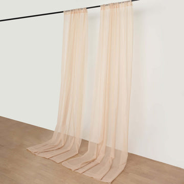 2 Pack Nude Sheer Chiffon Event Curtain Drapes, Durable Flame Resistant Premium Organza Backdrop Event Panels With Rod Pockets - 10ftx10ft